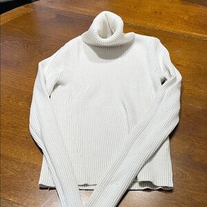 Zara Cream Ribbed Turtleneck Sweater